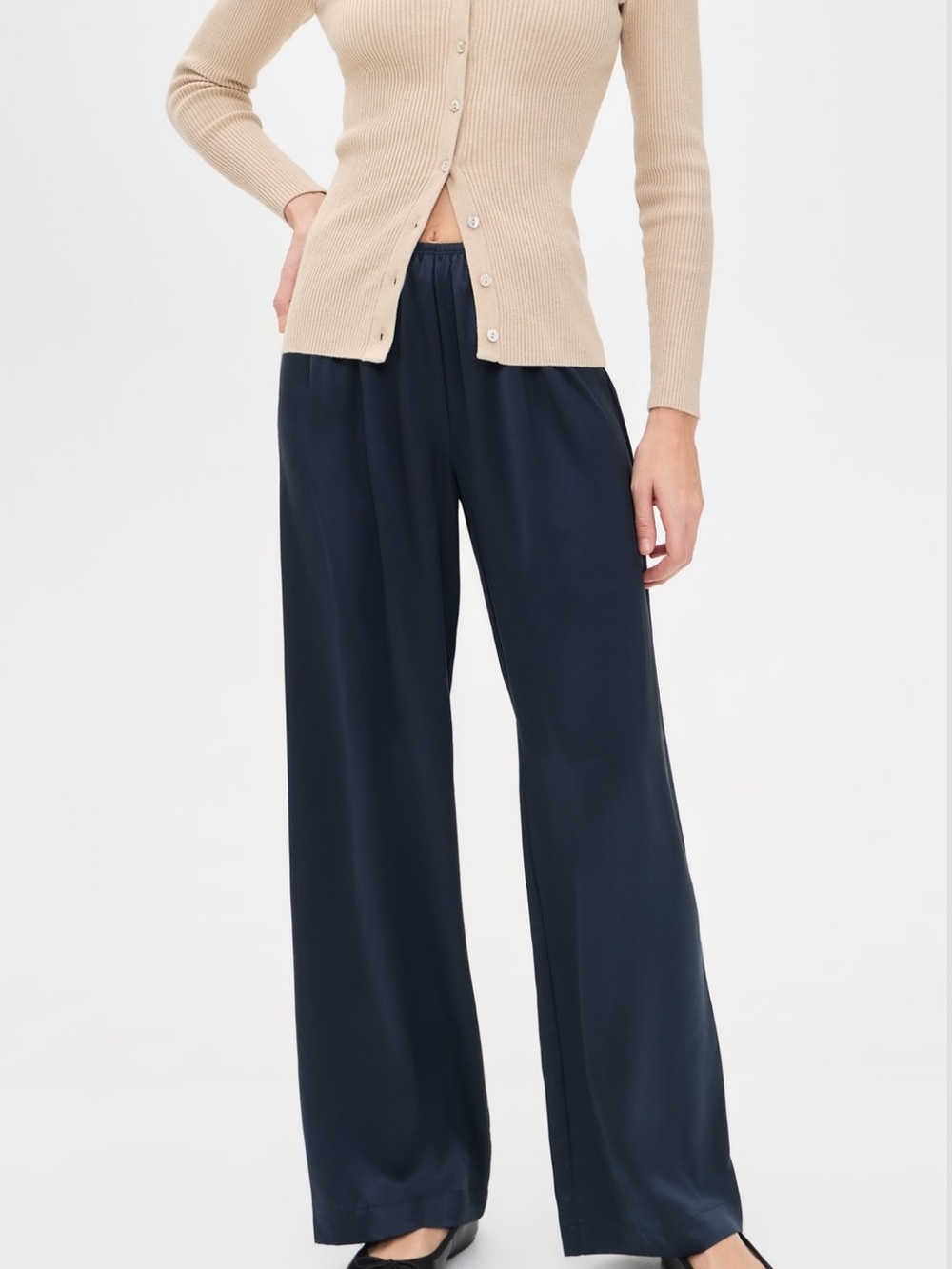DONNI. Navy satin pant